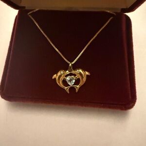 925 Italy Gold Dolphin Pendant Necklace
